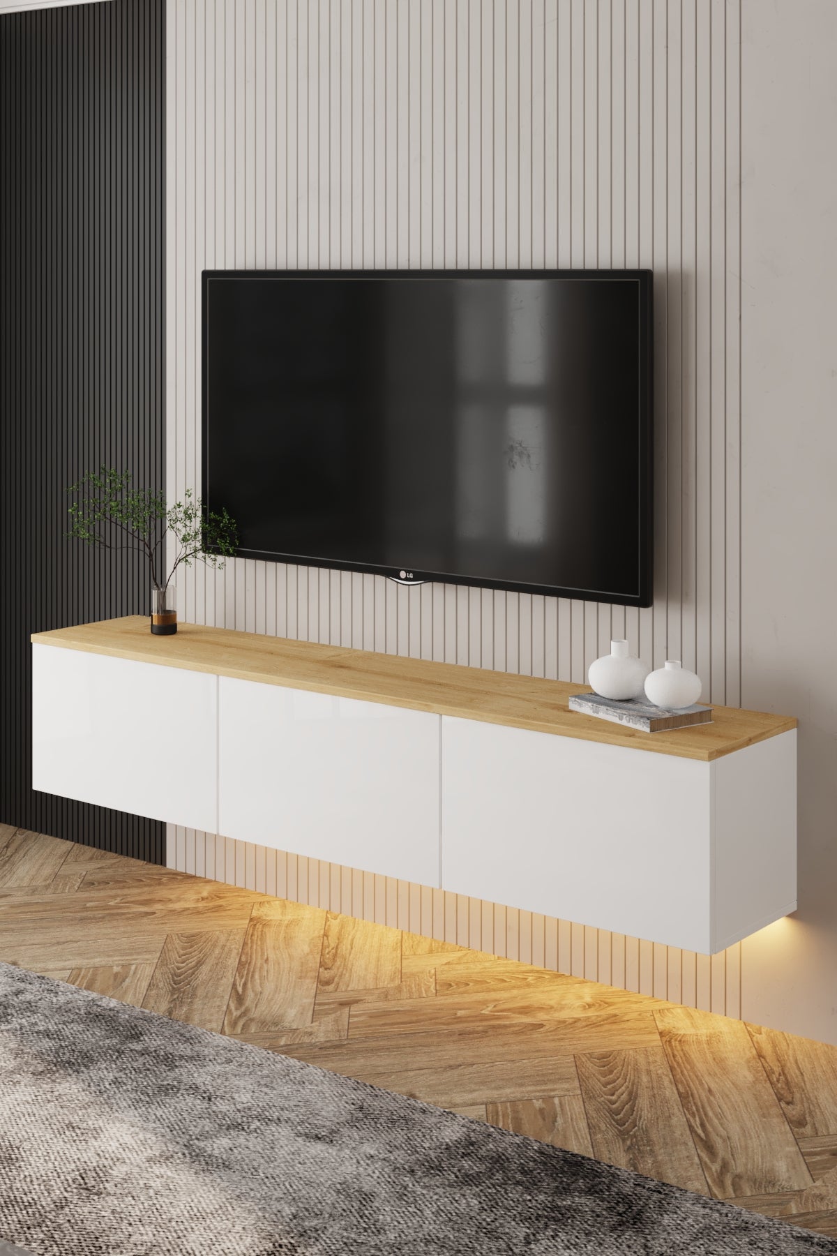 Neon TV-Möbel 160/35/32 cm hängend, Beleuchtung