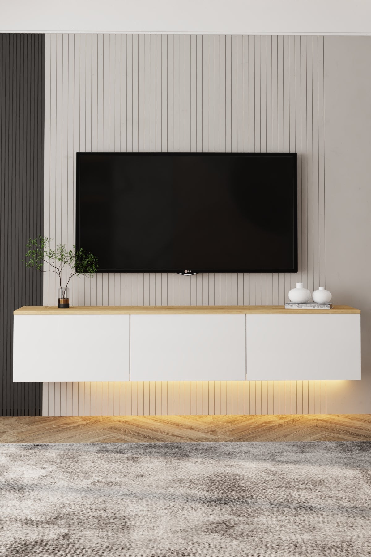 Neon TV-Möbel 160/35/32 cm hängend, Beleuchtung