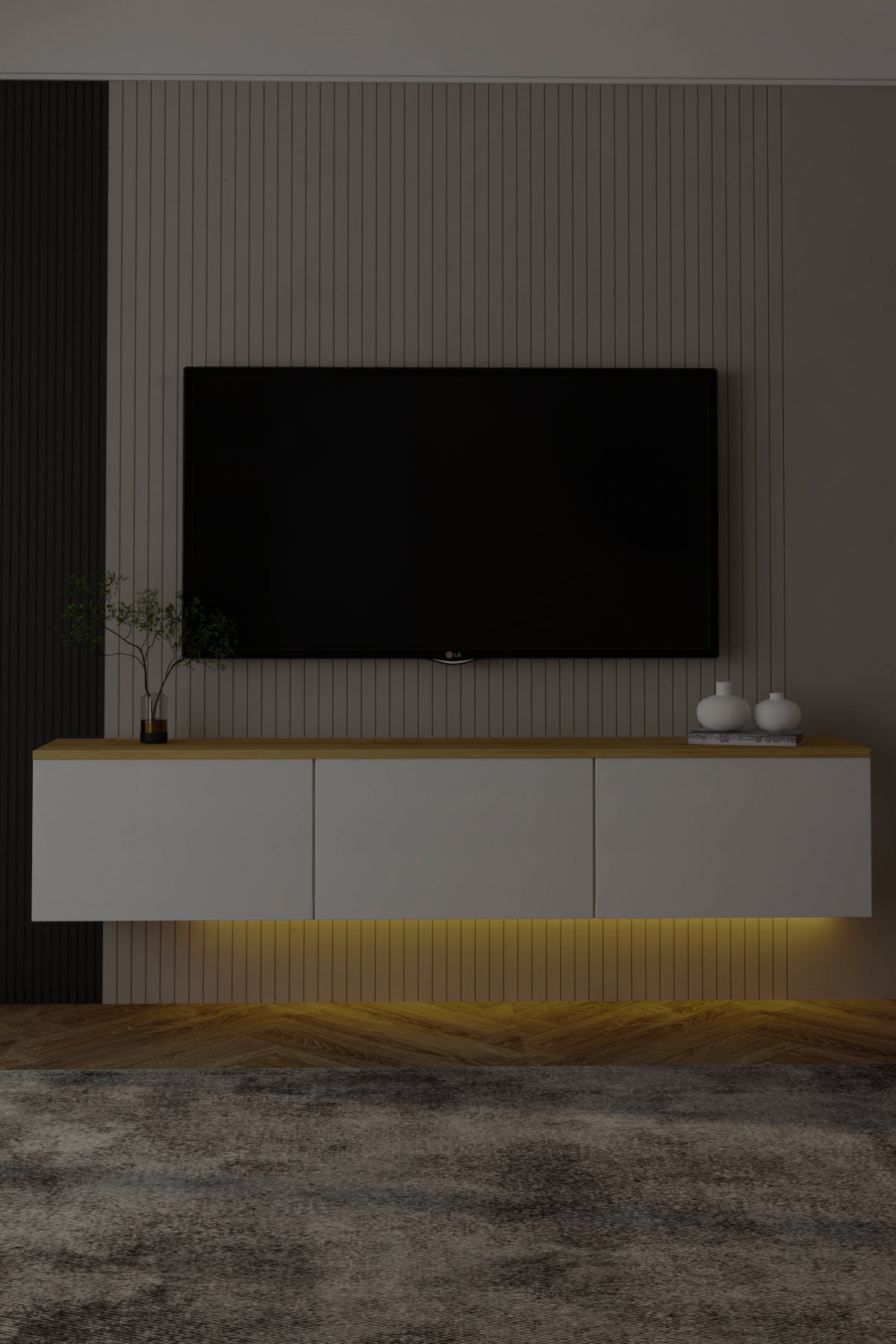 Neon TV-Möbel 160/35/32 cm hängend, Beleuchtung