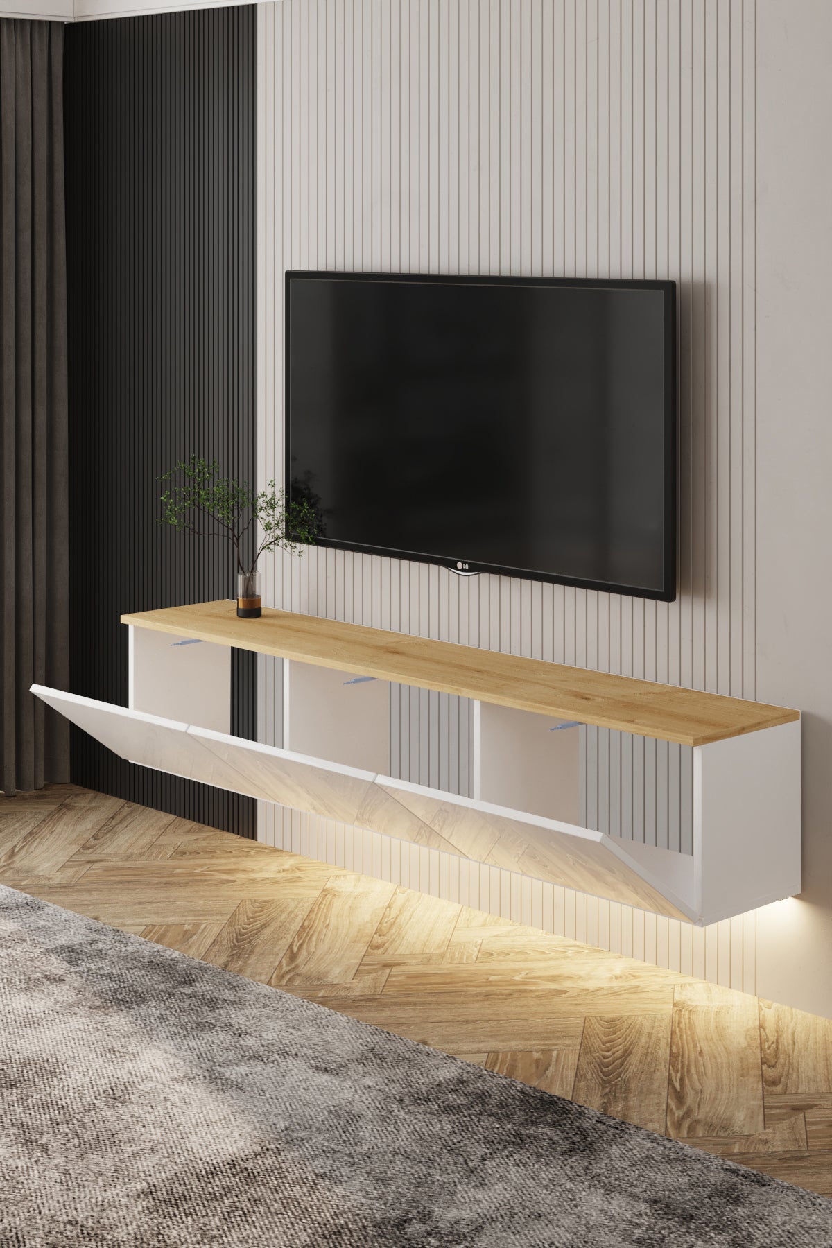 Neon TV-Möbel 160/35/32 cm hängend, Beleuchtung