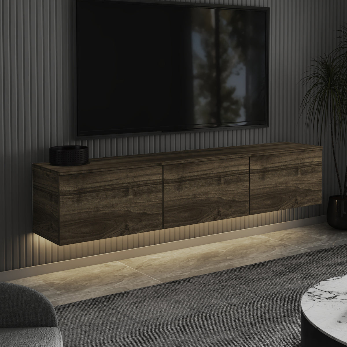 Neon TV-Möbel 160/35/32 cm hängend, Beleuchtung