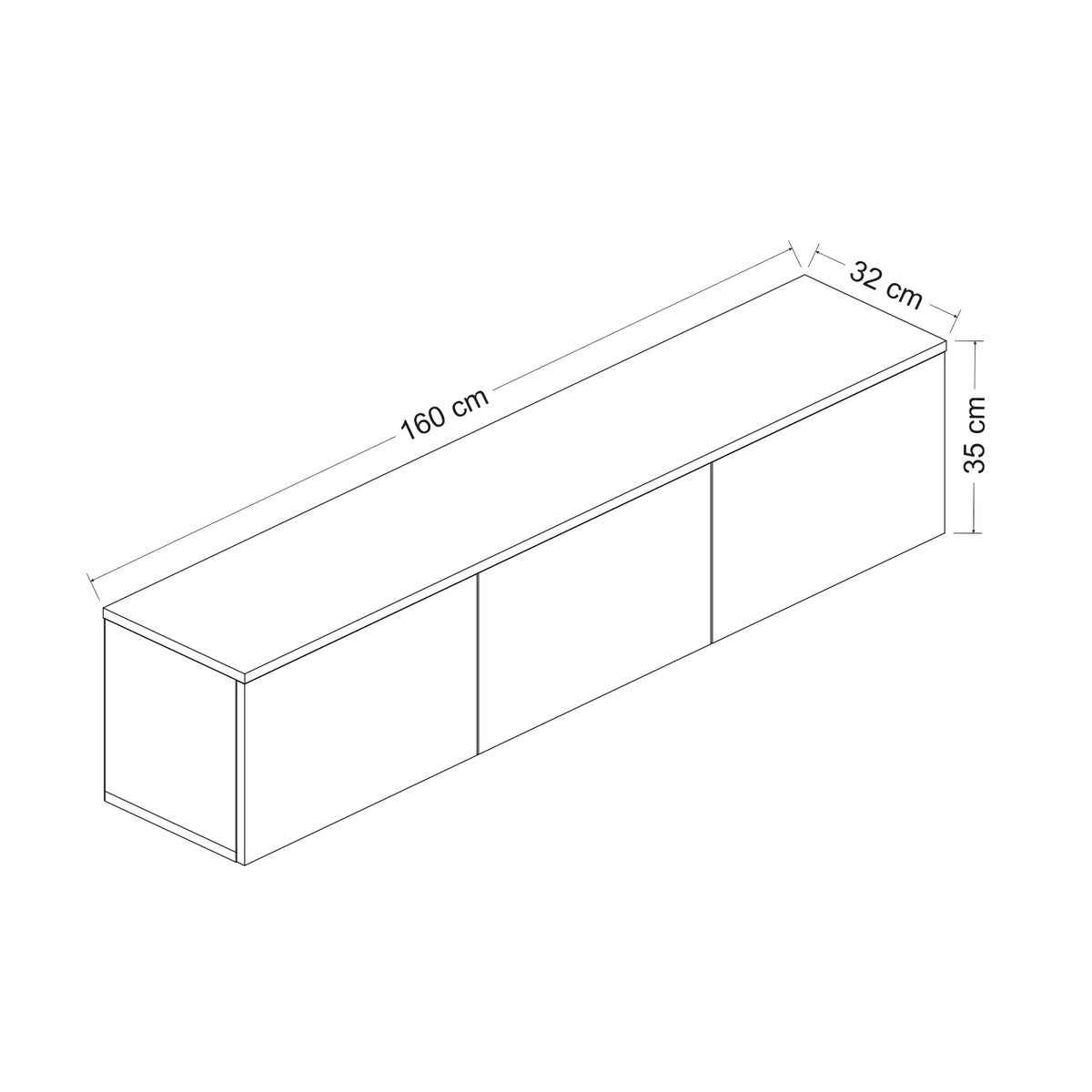 Neon TV-Möbel 160/35/32 cm hängend, Beleuchtung