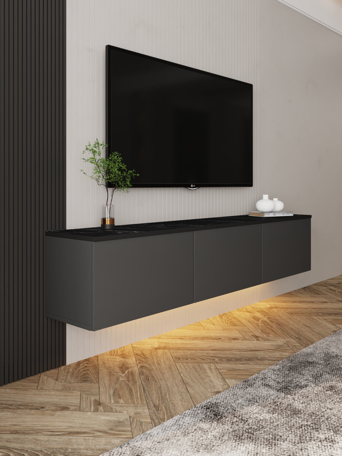 Neon TV-Möbel 160/35/32 cm hängend, Beleuchtung