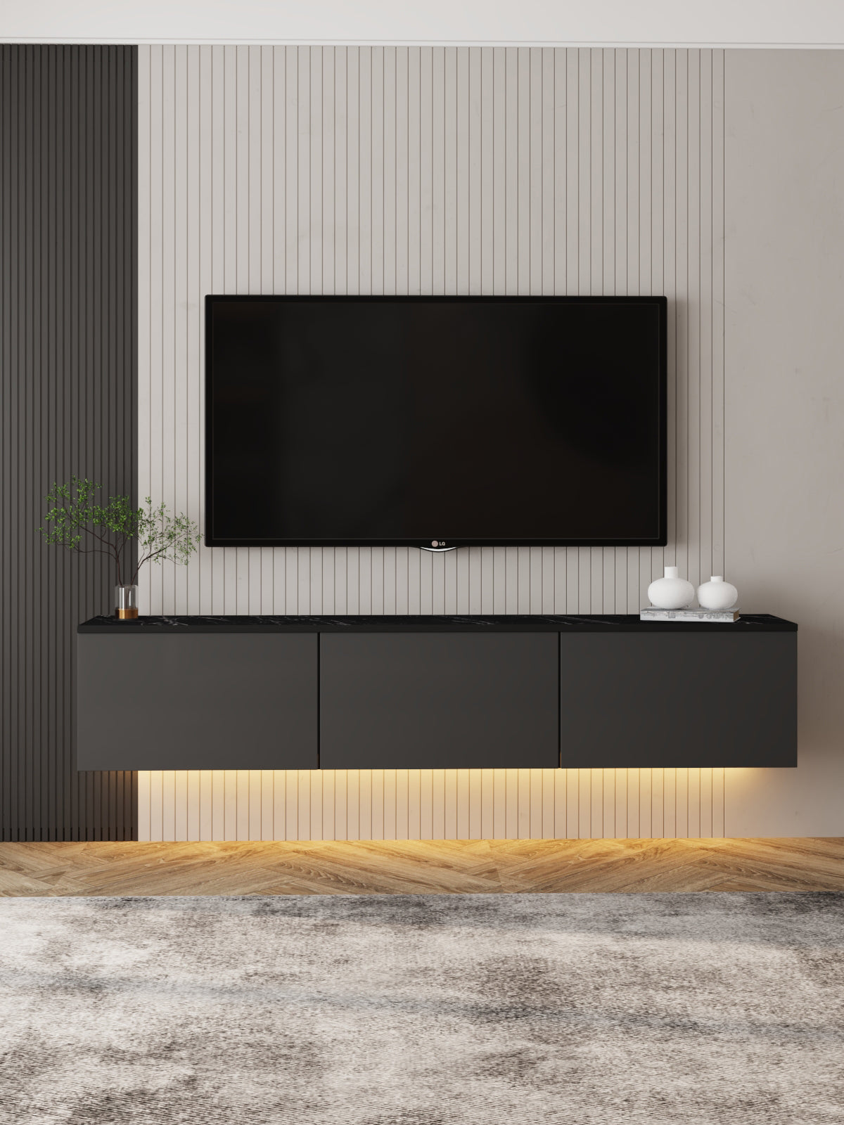 Neon TV-Möbel 160/35/32 cm hängend, Beleuchtung