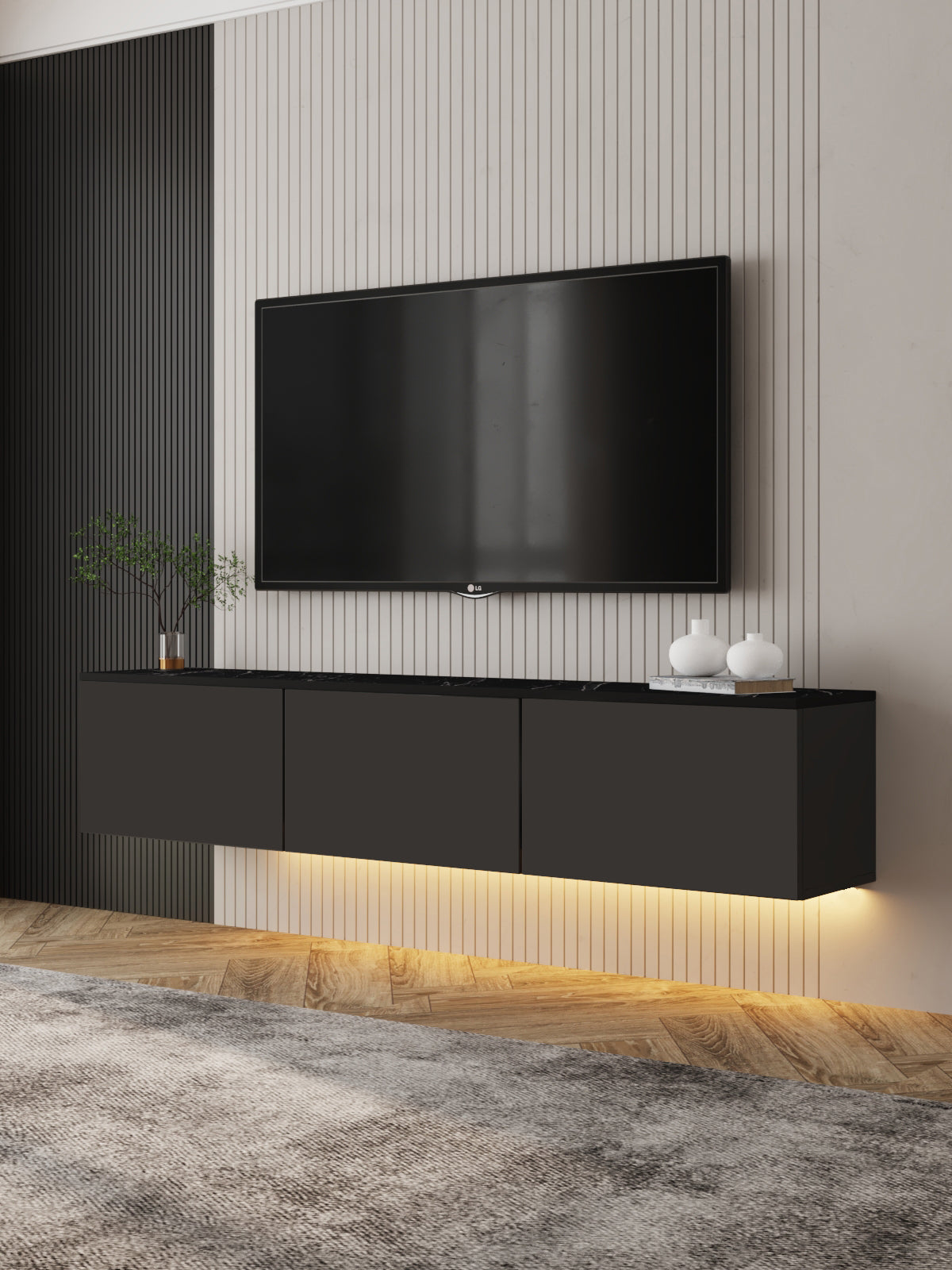 Neon TV-Möbel 160/35/32 cm hängend, Beleuchtung