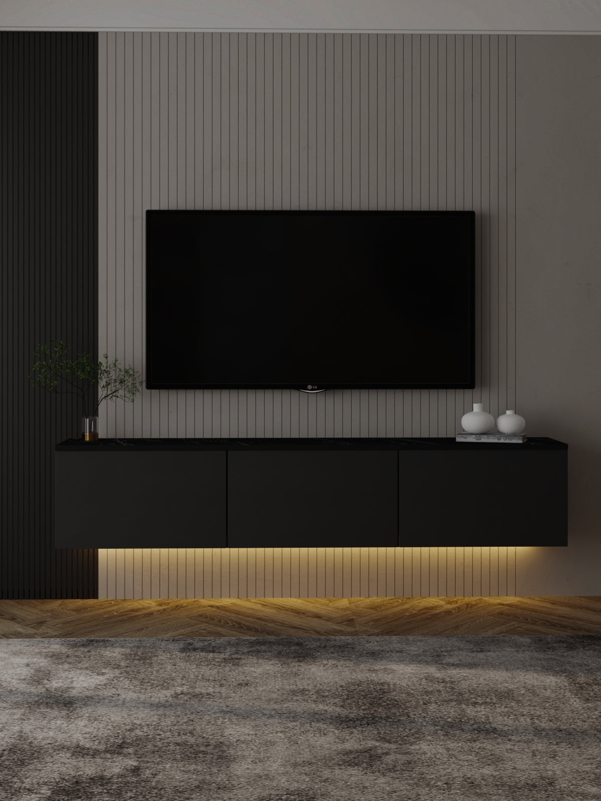 Neon TV-Möbel 160/35/32 cm hängend, Beleuchtung