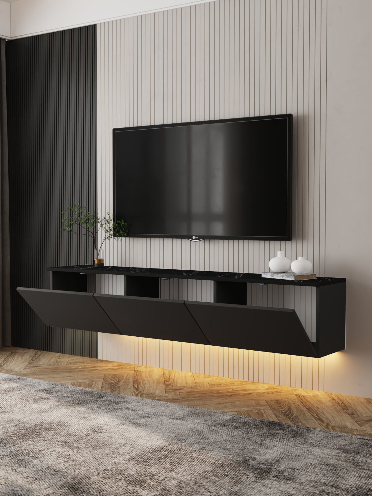 Neon TV-Möbel 160/35/32 cm hängend, Beleuchtung