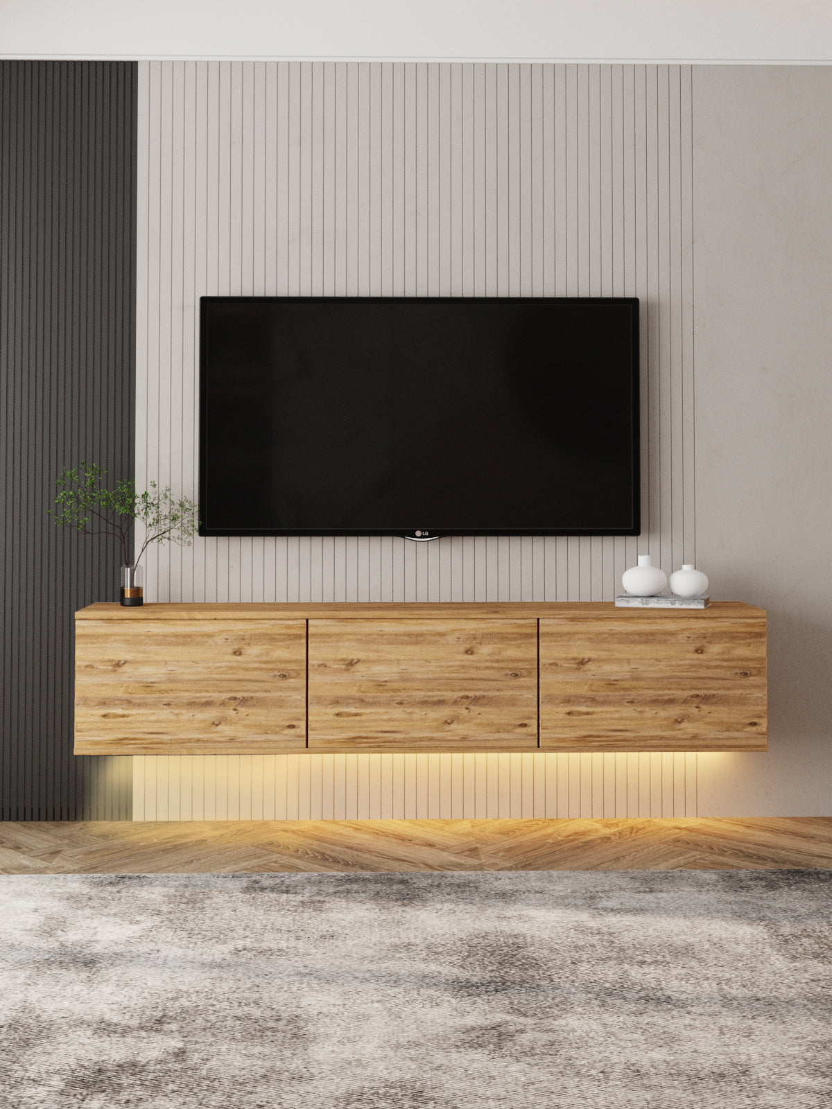 Neon TV-Möbel 160/35/32 cm hängend, Beleuchtung