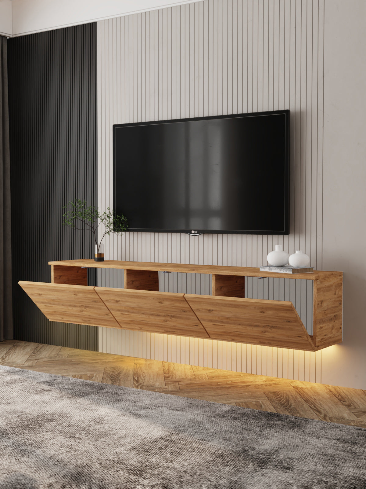 Neon TV-Möbel 160/35/32 cm hängend, Beleuchtung
