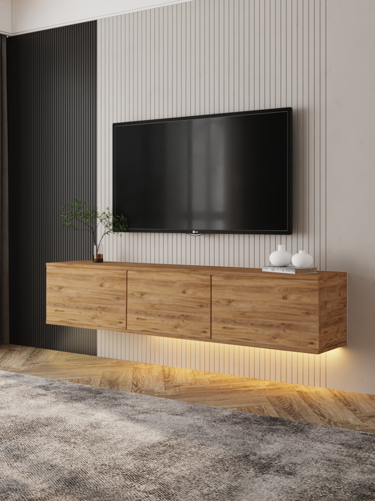 Neon TV-Möbel 160/35/32 cm hängend, Beleuchtung