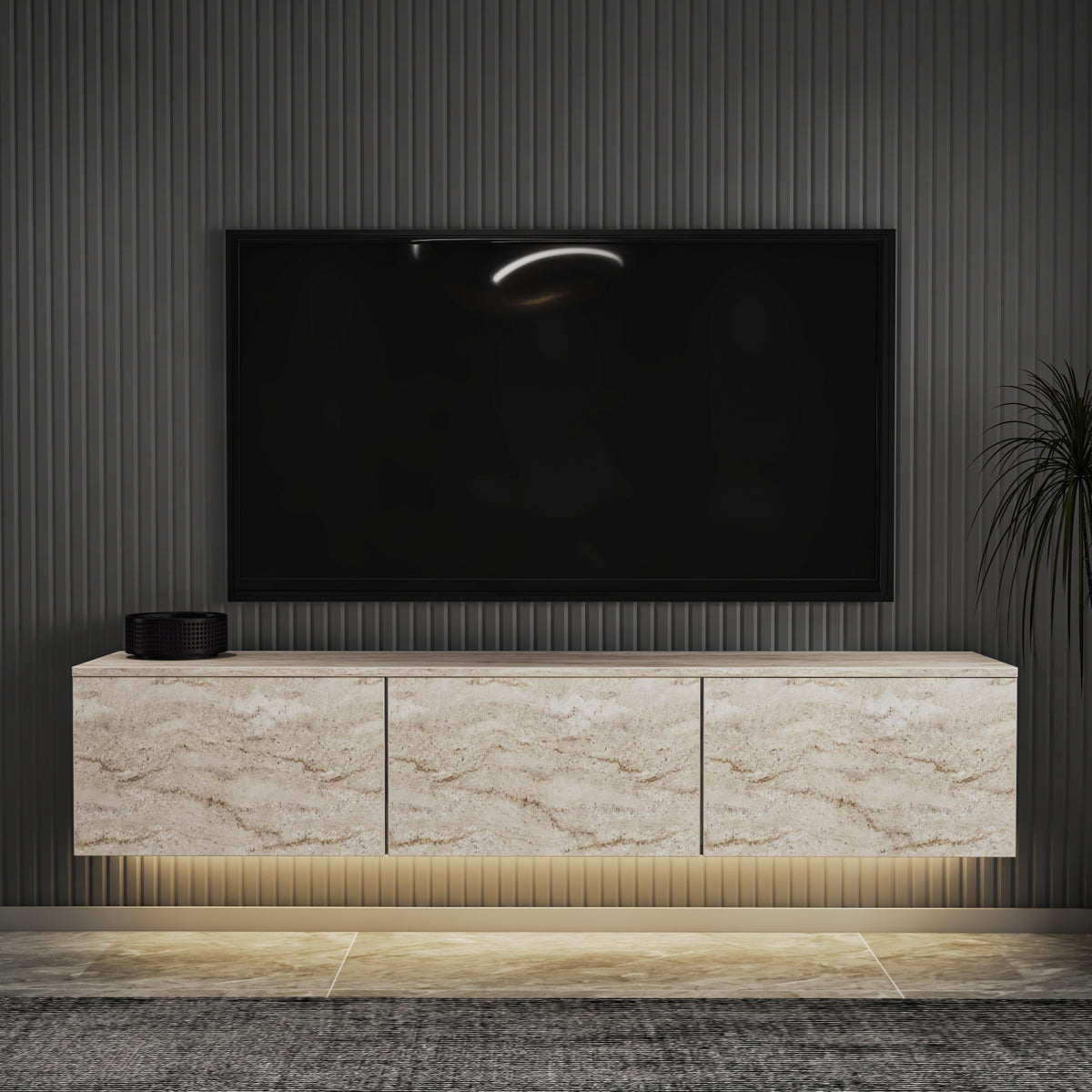 Neon TV-Möbel 160/35/32 cm hängend, Beleuchtung
