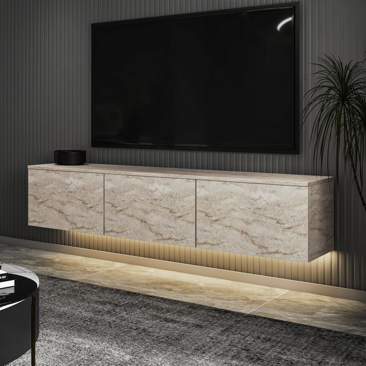 Neon TV-Möbel 160/35/32 cm hängend, Beleuchtung