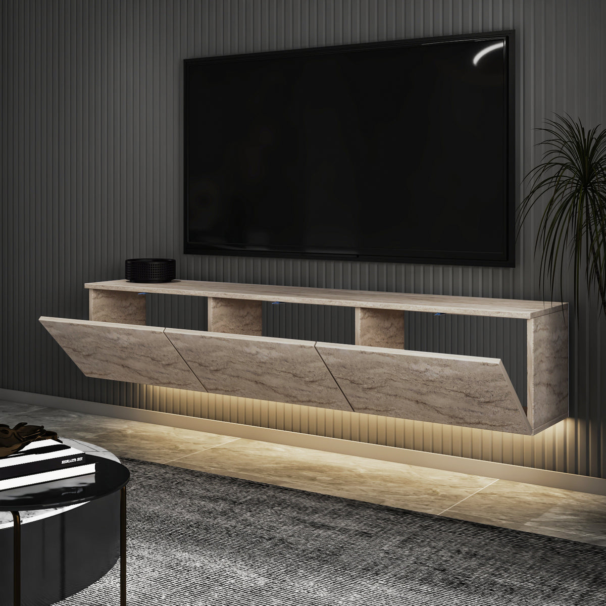 Neon TV-Möbel 160/35/32 cm hängend, Beleuchtung