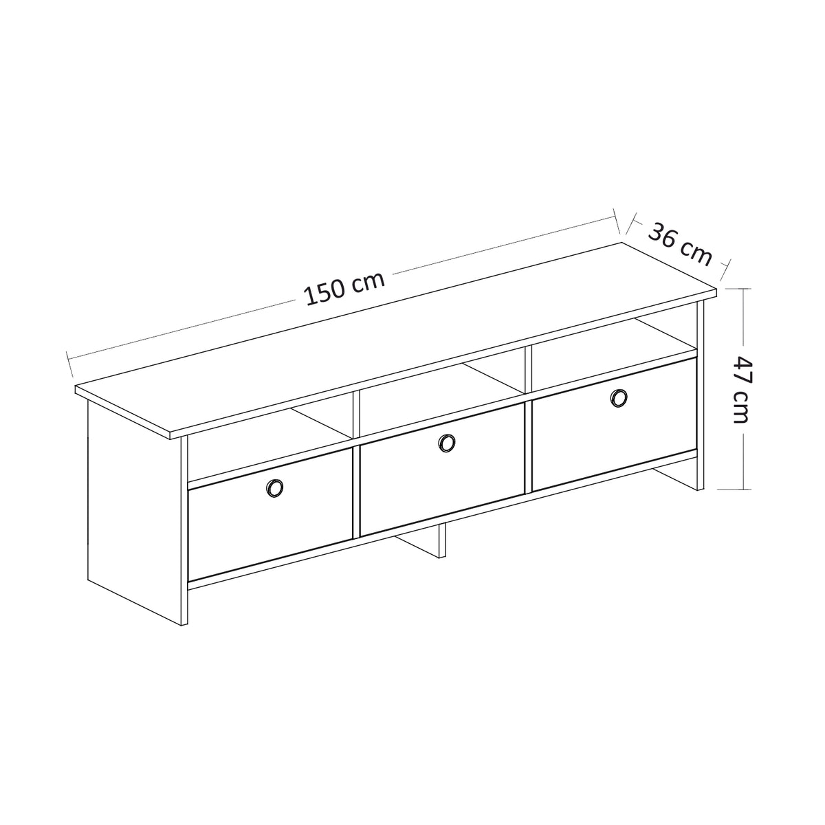 Oslo TV-Ständer in 150/47/36 cm