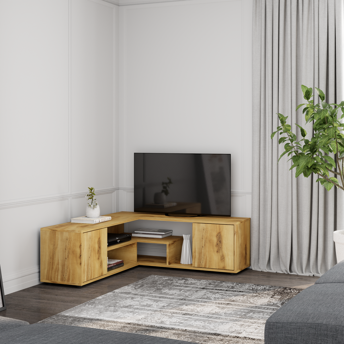 Rosa TV-Ständer in 125/40/120 cm