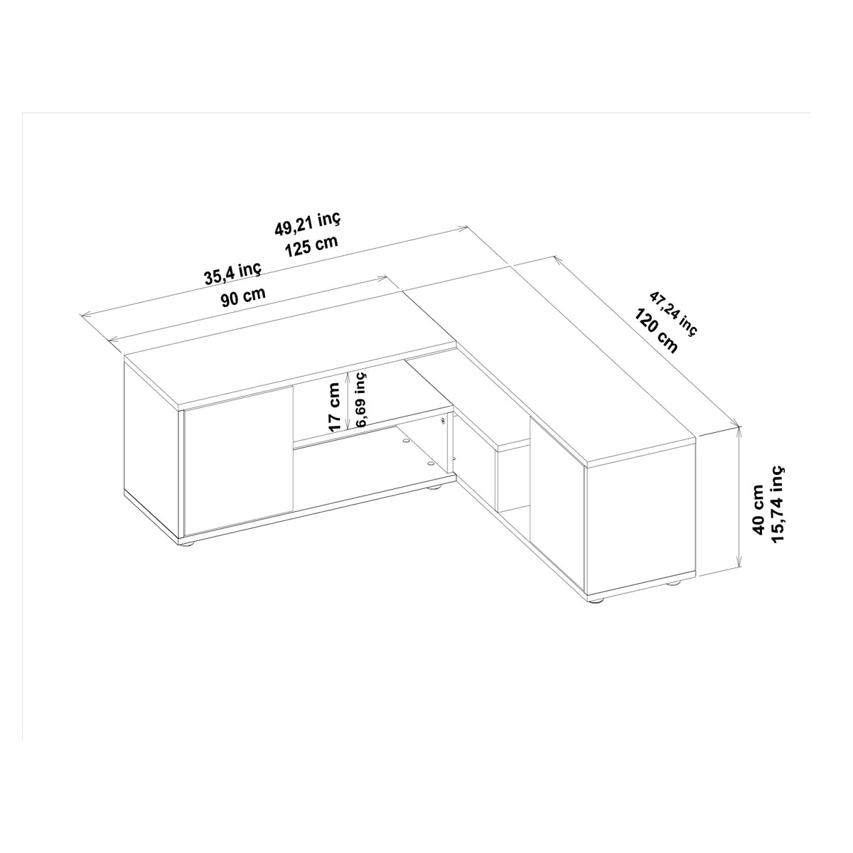 Rosa TV-Ständer in 125/40/120 cm