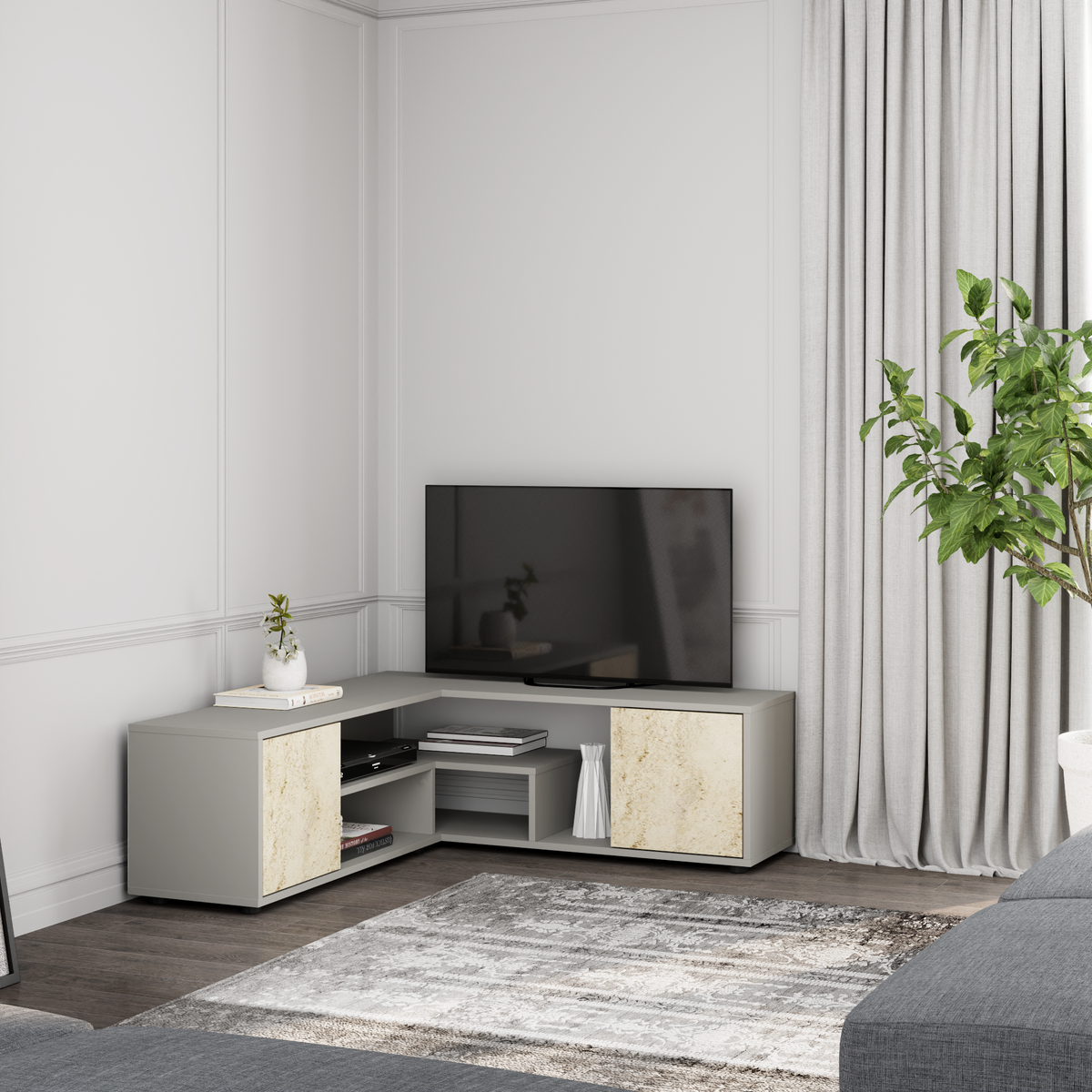 Rosa TV-Ständer in 125/40/120 cm