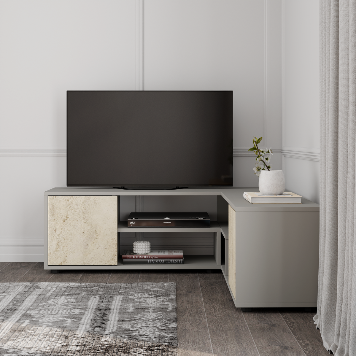 Rosa TV-Ständer in 125/40/120 cm
