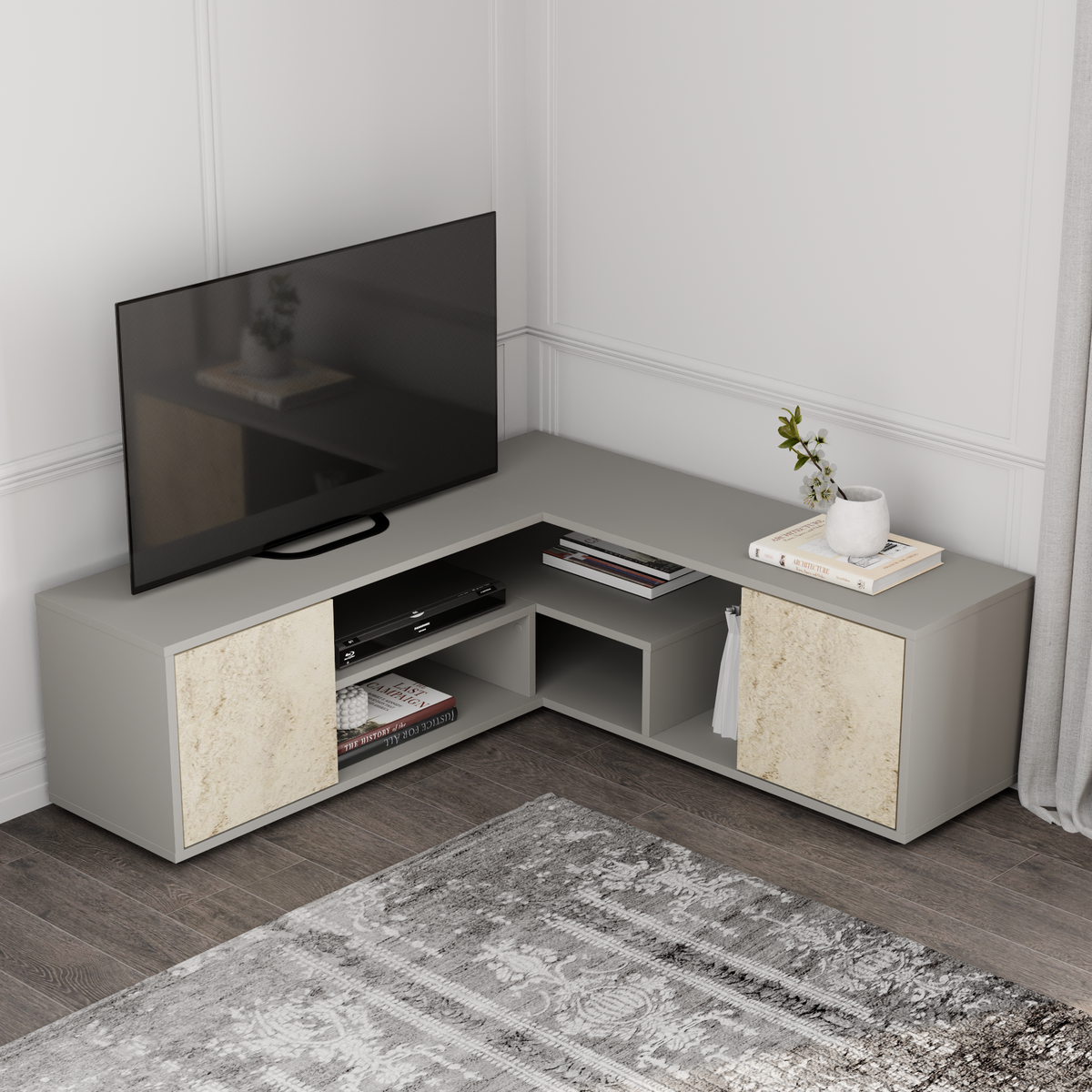 Rosa TV-Ständer in 125/40/120 cm