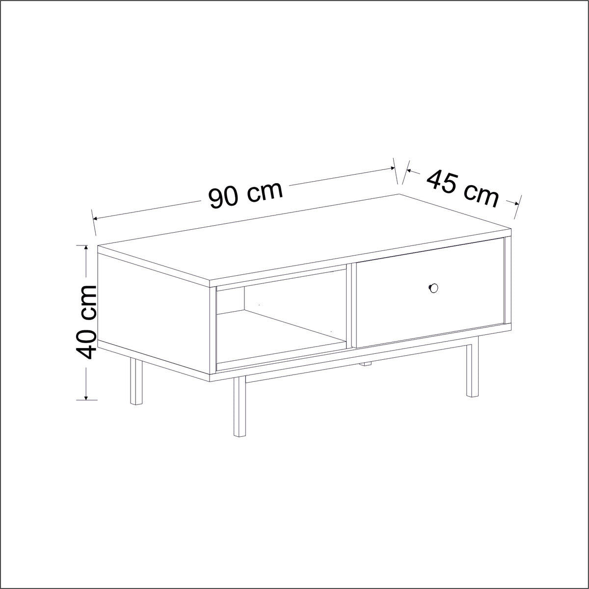 Naturel Couchtisch 90/45/40 cm