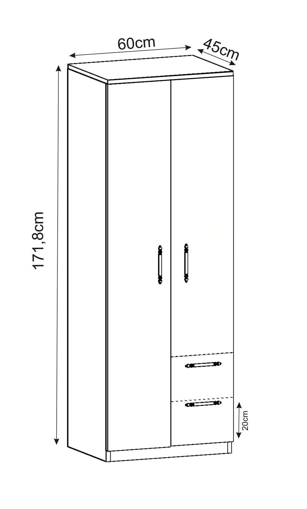 Vespera zweitüriger Kleiderschrank 60/172/45 cm